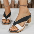 thumbnail image 2 of Beach Sandals Women Braided Band Square Open Toe Slingback Flat Shoes Casual Nonslip Bohemian Beaded Walking Shoes Brown Size 6.5, 2 of 6