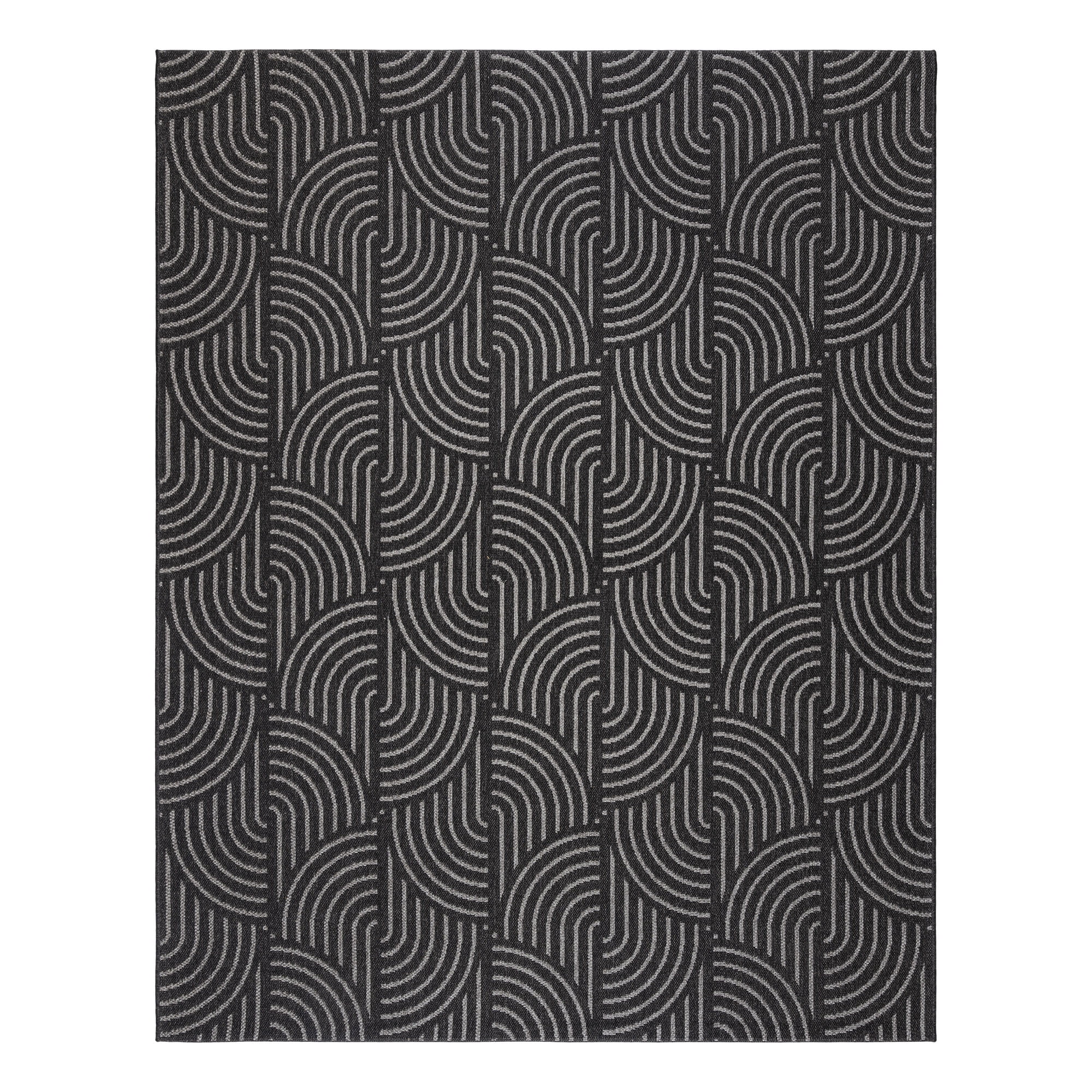 Savara Nima Indoor/ Outdoor Polypropylene Black Flat Weave Area Rug, 6x9