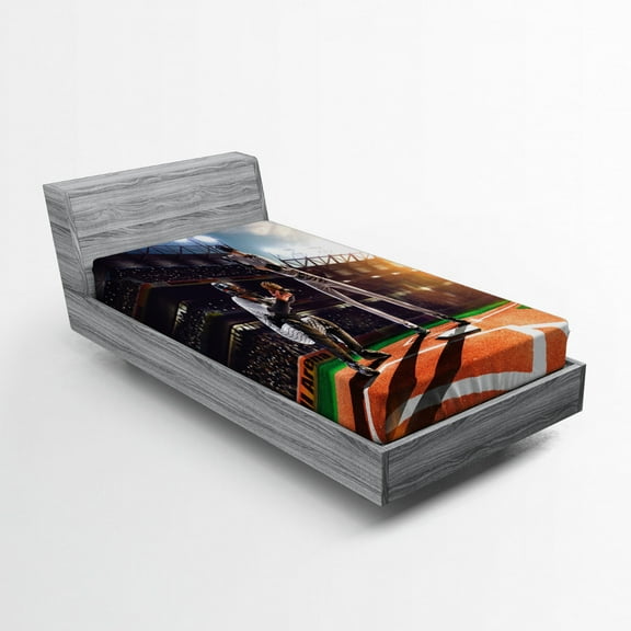 Ambesonne Teen Room Fitted Sheet, Baseball Player Game, Queen Size, Multicolor