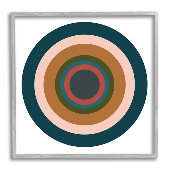 Stupell Industries Contemporary Muted Circles Abstract Painting Gray Framed Art Print Wall Art, 24 x 24