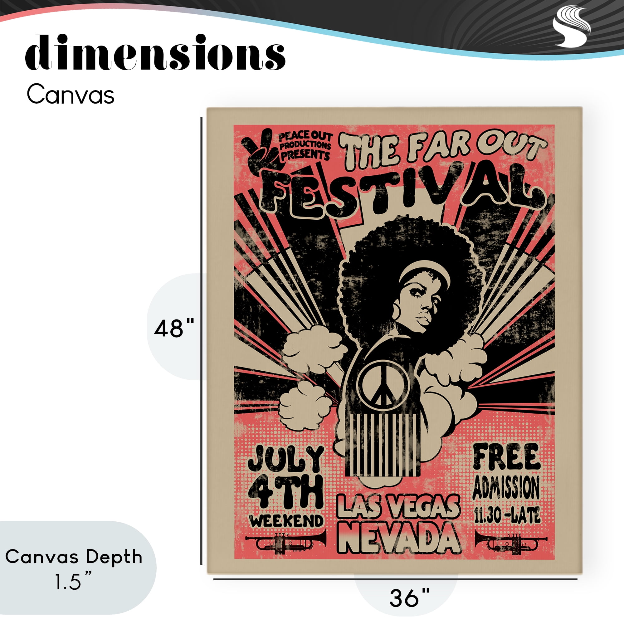 Stupell Industries Retro Far Out Festival Poster Canvas Wall Art, design by Ali Chris