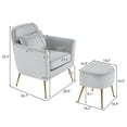 thumbnail image 3 of Ktaxon Accent Chair with Ottoman Set, Flannel Upholstered Single Sofa with Lumber Pillow Armchair with Armrests and Footrest for Bedroom Living Reading Room Office Light Gray, 3 of 8