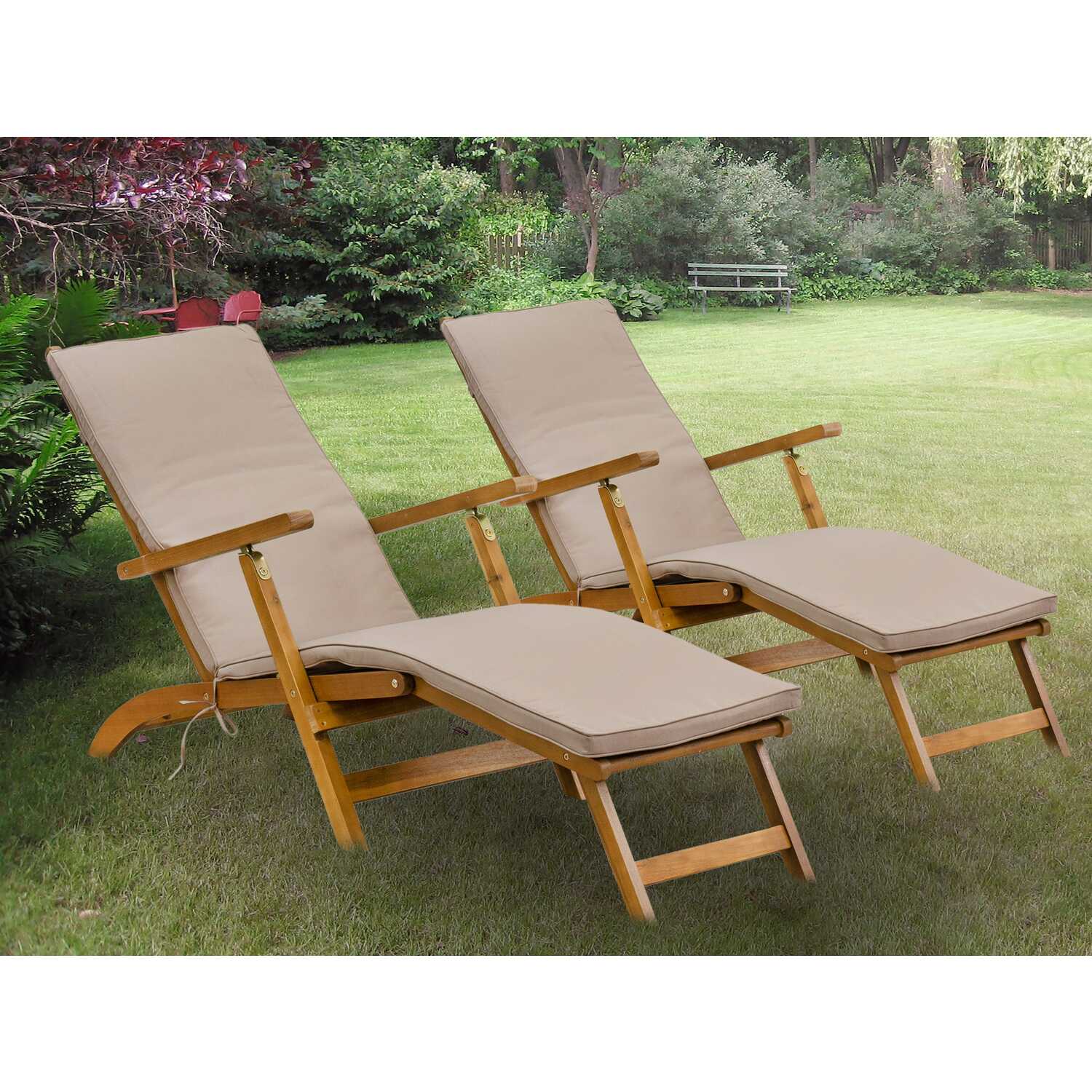 Outdoor Patio Garden Chairs - Salinas Deck Lounger Chairs - Natural Oil Finish - image 3 of 3