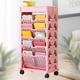 thumbnail image 5 of Estantería de almacenamiento para libros, pequeña, de gran capacidad, fácil acceso, para sala de estar, dormitorio, doble fila, 5 niveles, color rosa, 5 of 14