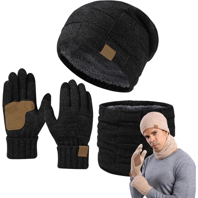 Ardenknit Winter Set, 3 Piece Set Windproof Knit Hat, Cap and Scarf Gloves, for Cold Weather