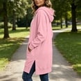 thumbnail image 6 of Kezqiaxn Womens Hoodie Fashion Solid Color Side Slit Casual Long Sweatshirts Long Sleeve Drawstring Pullover Tops with Pockets, 6 of 7