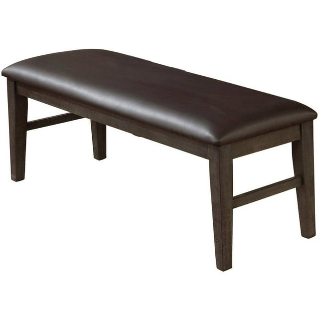 Best Master Furniture Wendy 48" Faux Leather Dining Bench in Dark Gray