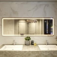 thumbnail image 2 of BEAUTYPEAK 64" x 21" LED Rectangular Full Length Mirror Standing Floor Mirror with Safe Corners,White, 2 of 7