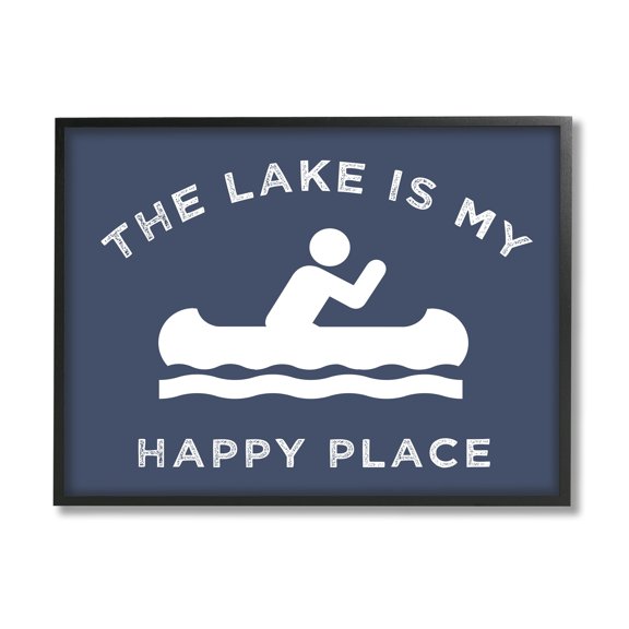 Stupell Industries Lake's My Happy Place Row Boat Paddler,20 x 16, Design by Daphne Polselli