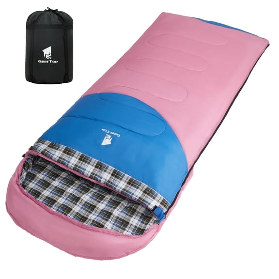 GEERTOP Portable Sleeping Bag Flannel for Adults Big and Tall Lightweight Waterproof Warm 3-4 Season Backpacking Sleeping Bag for Camping Hiking Mountaineering