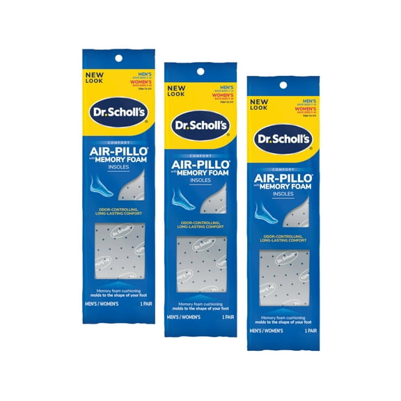 3 Pack - Dr. Scholl’s Air-Pillo with Memory Foam Insoles Men & Women Trim To Fit