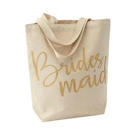 - Wedding Canvas Tote Bag, Bridesmaid, Printed gold glitter bridesmaid By Mud Pie