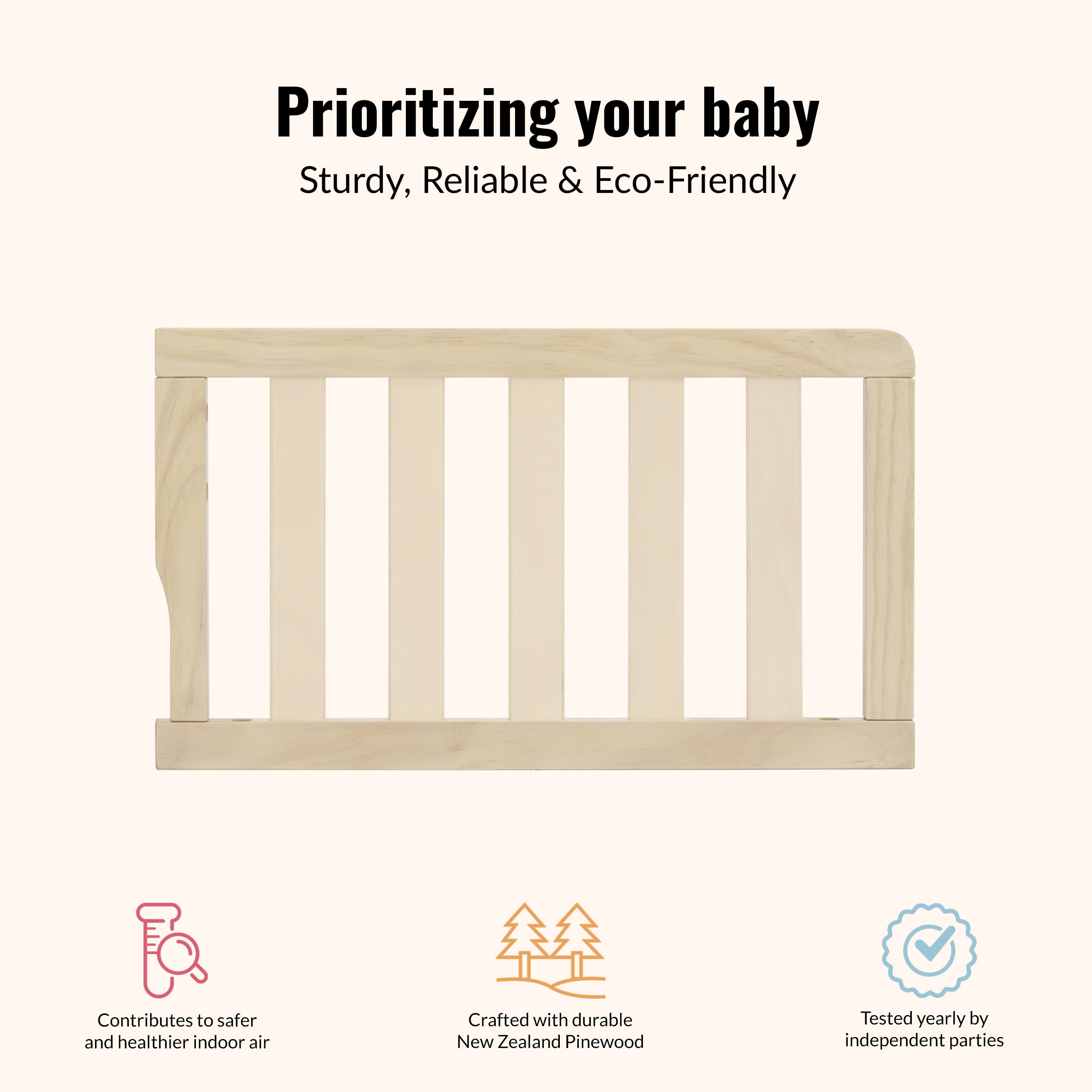 Dream On Me Universal Convertible Crib Toddler Guard Rail, Vintage White Oak