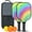 Black-1, variant on Pickleball Paddles Set Of 2, Fiberglass Surface, Vibrant Rainbow Print, 4 Balls & Bag