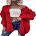 thumbnail image 3 of Women Loose Cardigan Sweater Front Open Cable Lantern Sleeve Knit Jacket, 3 of 4