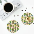 thumbnail image 4 of Lsque Cute Cartoon Cactus Pattern 4" Drink Coasters Set of 4, PVC Leather Absorbent Coasters, Table Coaster Set Decorative Coffee Cup Coasters Housewarming Gift -Round Shape, 4 of 6