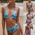 thumbnail image 5 of vigerkar Women's Floral Print Bathing Suit Halter Tie Side Summer Swimsuit Bikinis Set (Dark Blue, XXL), 5 of 7