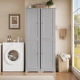 thumbnail image 3 of Hiphuta 71" Tall Narrow Bathroom Storage Cabinet, Slim Bathroom Storage Tower with Adjustable Shelves & Door Shelves, Narrow Cabinet with Doors for Small Spaces, Gray, 3 of 7