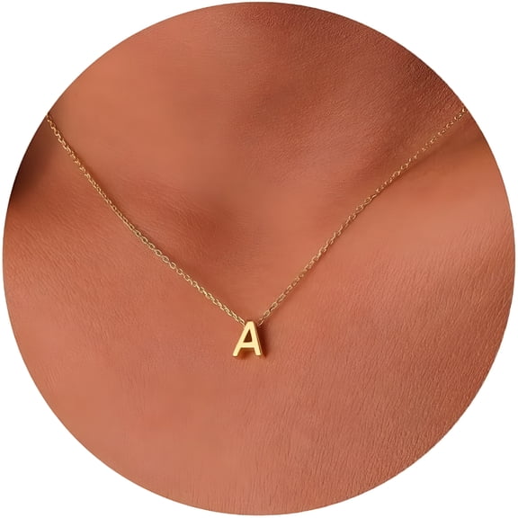 DESIGNICE Initial Necklaces for Women, 14K Gold Plated Dainty Gold Letter Necklace Tiny Initial Pendant Necklace Cute Letter Name Choker Necklaces for Women Simple Gold Jewelry for Women Gifts