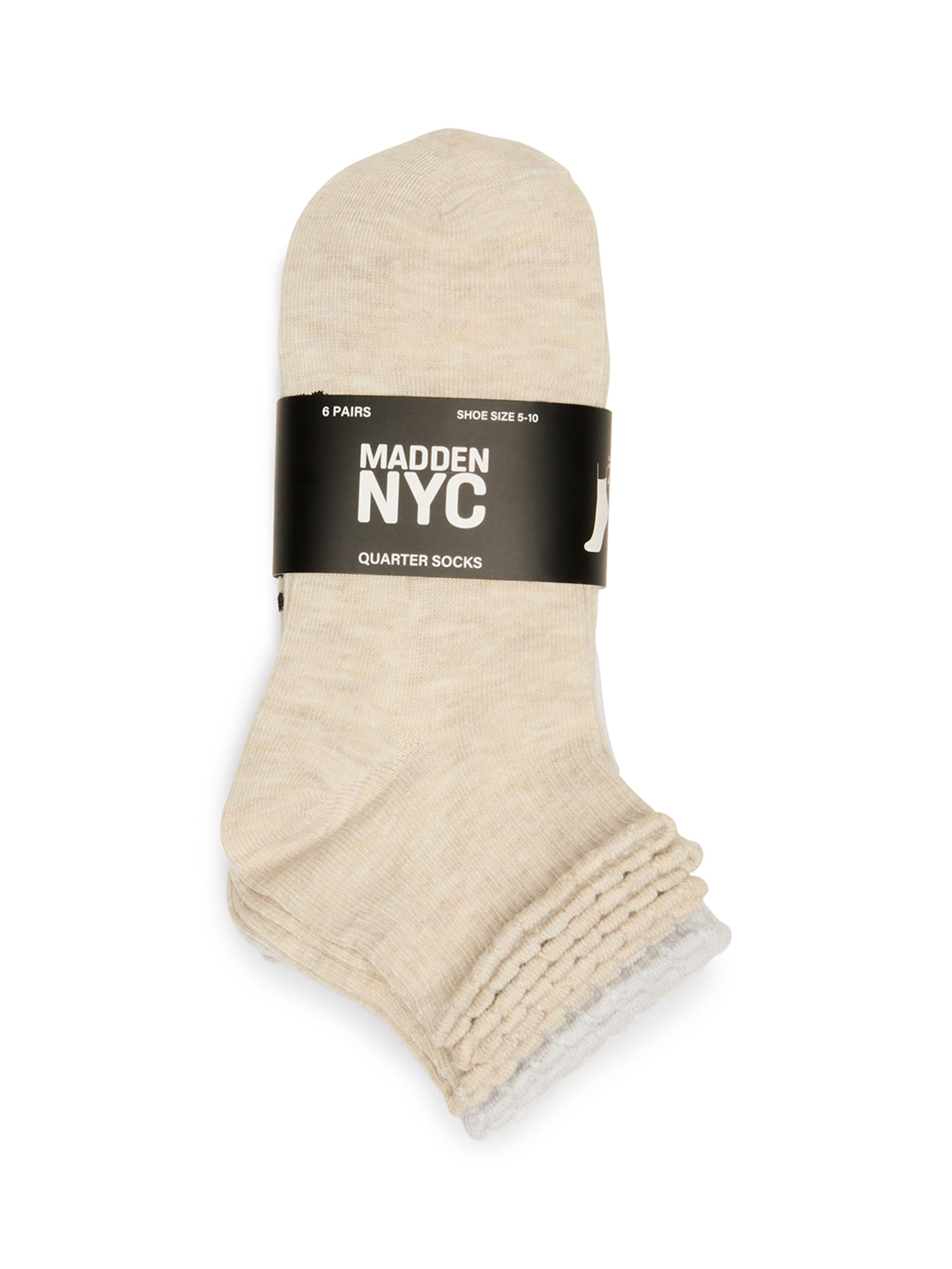 Madden NYC Women's Quarter Sock, 6-Pack, Fits Shoe Size 5-10