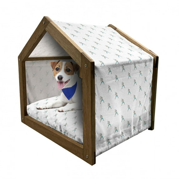 Baseball Pet House, Professional Player Batter Pattern Outdoor Sports Theme Digital Graphic Design, Outdoor & Indoor Portable Dog Kennel with Pillow and Cover, 5 Sizes, Multicolor, by Ambesonne