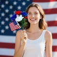 thumbnail image 5 of Yhmxh Patriotic Artificial Flowers with USA Flag, Memorial BouquetRed White and Blue Cemetery Flowers for Grave, 4th of July Memorial Day Independence Day Veterans Home Decoration, 5 of 6