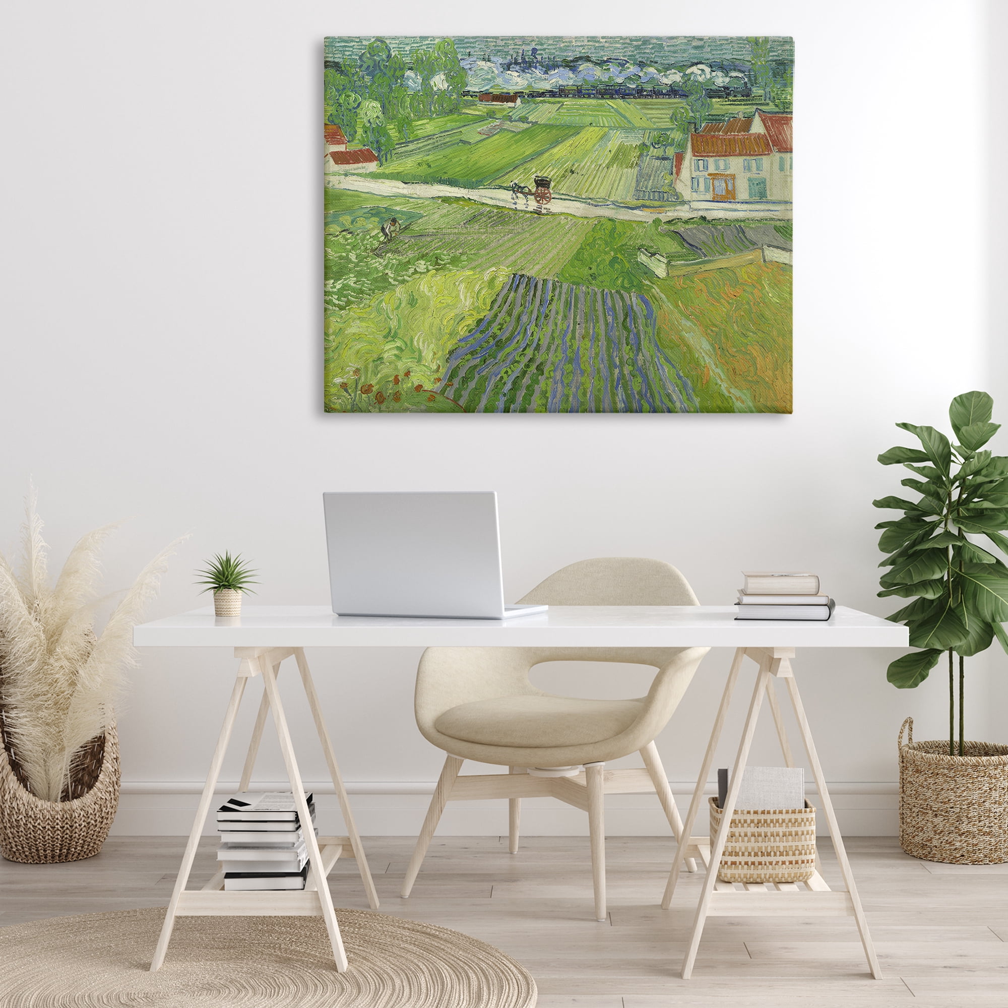 Stupell Industries Van Gogh Carriage & Train Landscape Landscape & Nature Painting Wrapped Canvas Art Print Wall Art, 48 x 36