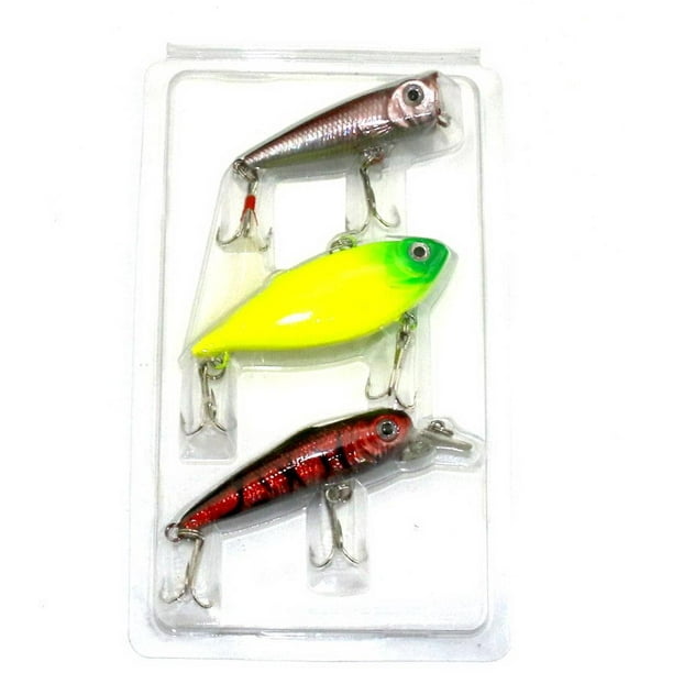 Peggybuy 3pcs Lot Fishing Lures Mixed Set Minnow Crankbaits Topwater Popper Hook Other