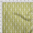 thumbnail image 3 of oneOone Cotton Poplin Lime Green Fabric Artistic Floral & Diamond Geometric Dress Material Fabric Print Fabric By The Yard 56 Inch Wide, 3 of 4