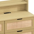 thumbnail image 6 of 43.31" 6-Drawer Rattan Storage Cabinet with LED Lights and Power Outlet, Natural, 6 of 7