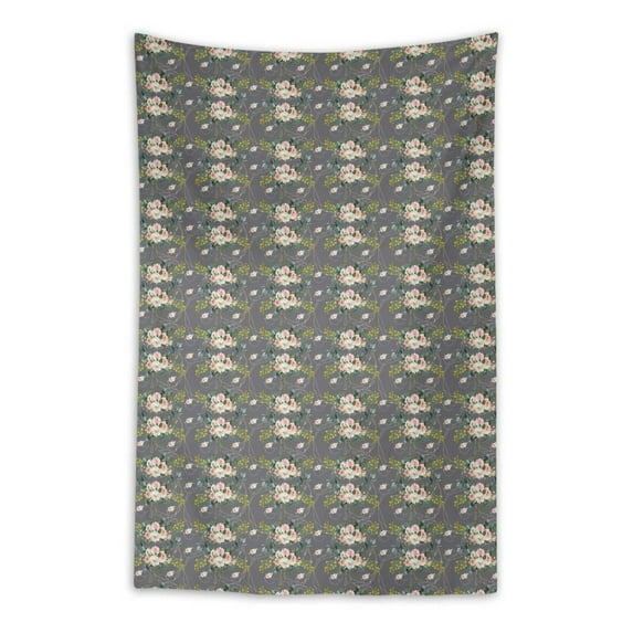 Soimoi Japan Crepe Satin Fabric Leaves & Ranunculus Floral Print Fabric by the Yard 42 Inch Wide