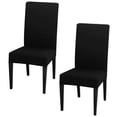 thumbnail image 1 of Juego de 2 fundas para sillas elásticas, fundas universales para sillas de comedor, fundas para sillas extraíbles y lavables para decoración de bodas en el hogar, hotel, restaurante (negro, 2 piezas), 1 of 5