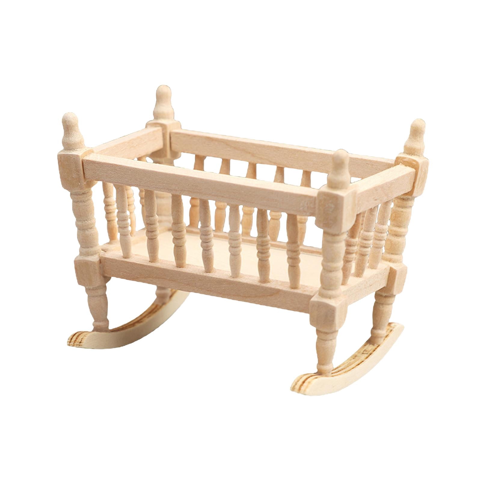 Berceau Miniature En ABS 12 Cm – Lit De Poupée Réaliste Avec Barrières Amovibles – Accessoire De Maison De Poupée Ou Déco Paysage – Couleurs Douces, Design Cartoon – Pour Enfants Et Collectionneurs