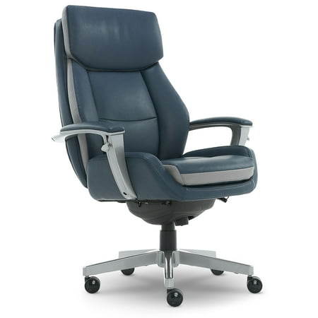UPC: 0194696025567 | La-Z-Boy Alton Ergonomic Bonded Leather Swivel Executive Chair Blue (60029-DS)