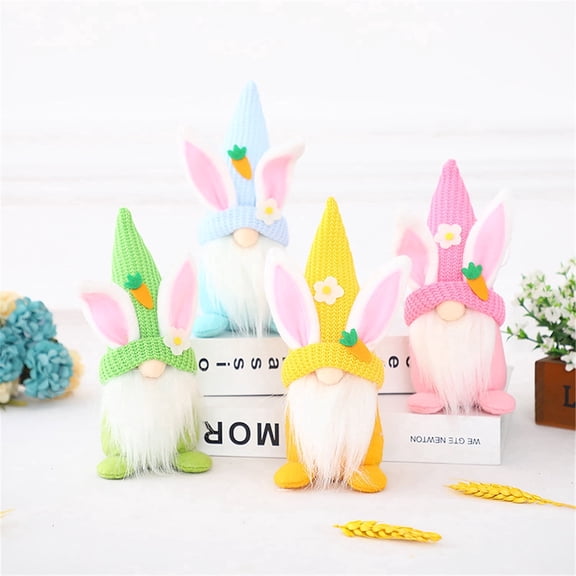 TETOU 2pcs Easter Gnomes Plush,7 Inch Handmade Easter Bunny Gnomes Spring Decorations for Easter Party Home Kids Gift Centerpiece Ornament(Pink Blue)