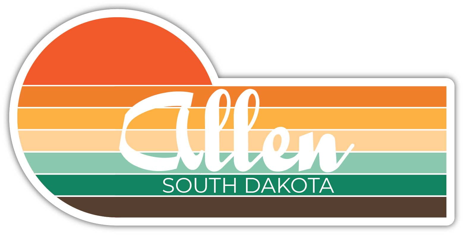 Allen South Dakota 2 x 1.25 Inch Sticker Retro Vintage Sunset City 70s