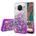 thumbnail image 2 of Nokia X100 Case Liquid Glitter Quicksand Phone Case Bling Diamond 360 Full Body Protectection Cover for Girls Women - Clear/Purple, 2 of 5