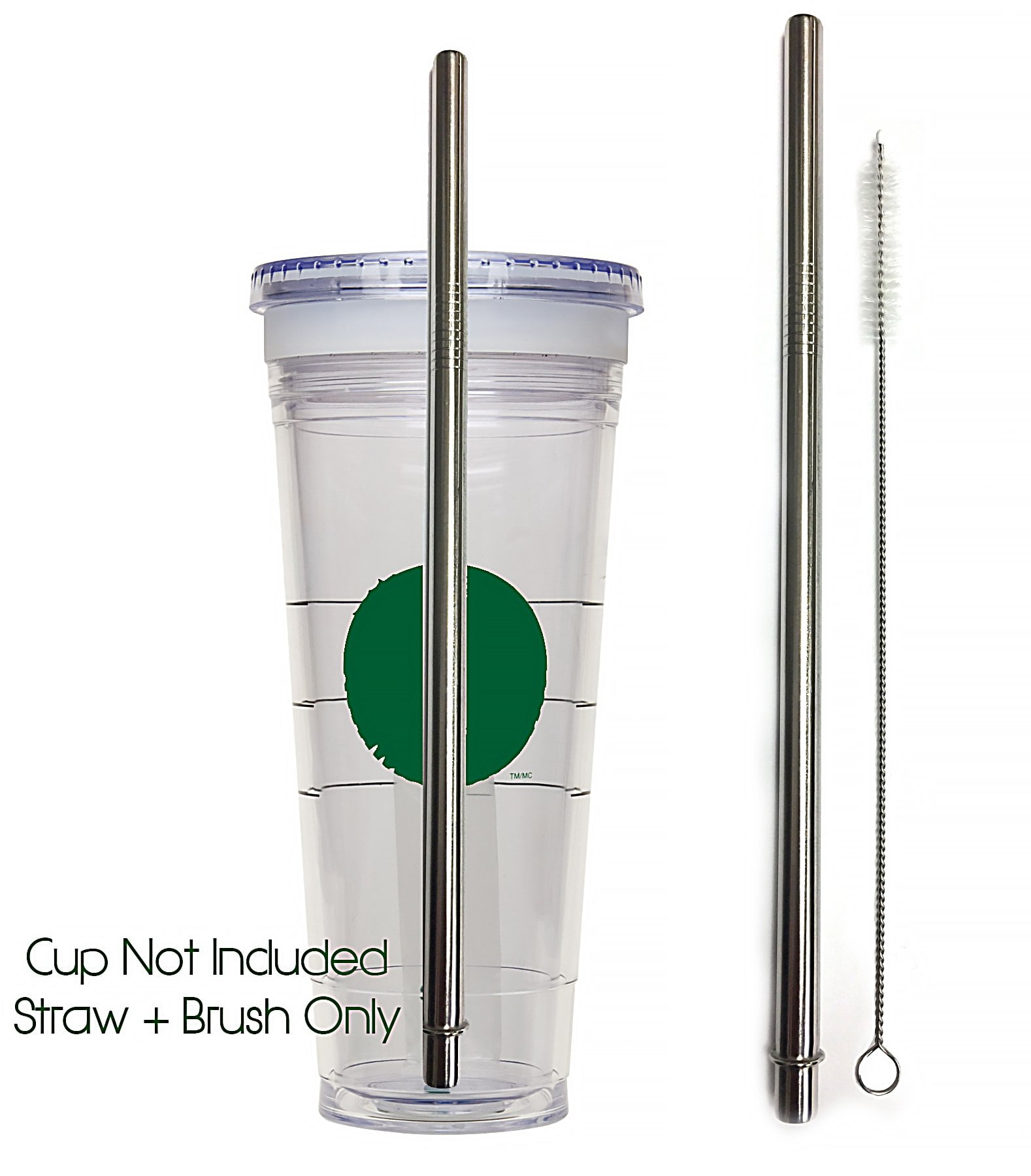 Replacement Straw + Brush for Starbucks GRANDE Cup Stainless Steel +  Cleaner Frap Blended To-Go Reusable Drink Tumbler