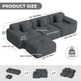 thumbnail image 3 of Hawsaiy 122" Modern L-Shaped Modular Sectional Sofa with Ottoman, 4-Seater Convertible Cloud Couch, Chenille Fabric, No Assembly Required, Black, 3 of 13