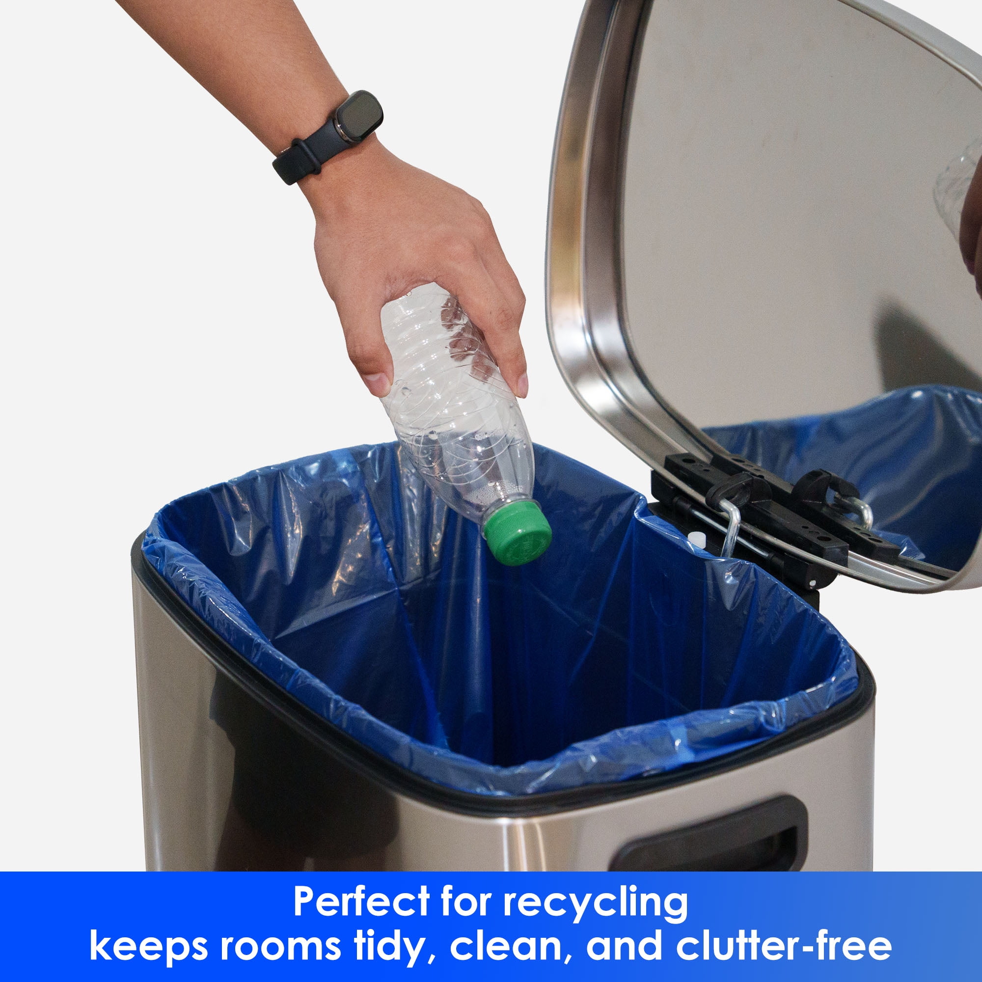 HygiCare Recycling Trash Bags, 30 Gallon, 120 Count, Unscented, Super Strong, Leakproof, Translucent Blue