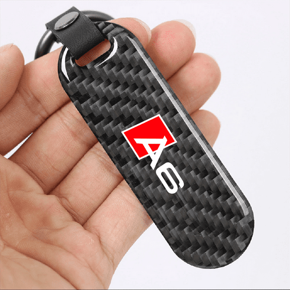 For Audi A6 Carbon fiber Keychain Car Key Ring With Horseshoe Buckle Car Styling Accessories
