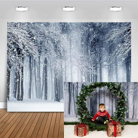 Image of Winter Forest Landscape Photography Backdrop Winter Snowy Forest Photo Background Let It Snow Forest Scene Holiday Portrait Background Photo Booth Props (7x5ft)