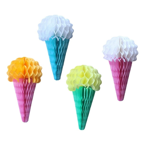 4 piezas de decoraciones de helado en forma de panal, decoración de helados, manualidades, suministros para fiestas, decoraciones creativas para