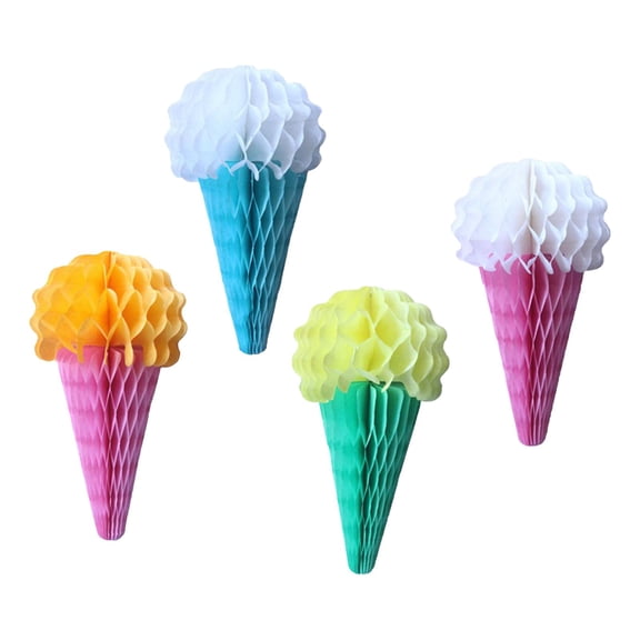 Mornei 4 Pieces Honeycomb Ice Cream Decorations Crafts Party Supplies Party Decorations