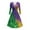 D-Multicolor, variant on Jinhomg Womens Sparkle Holiday Dresses Novelty Mardi Gras Sequin Print Dress Flowy Swing Long Sleeve Crew Neck Midi Dress Carnival Party Dress Spring Saving Today Multicolor XXL