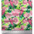 thumbnail image 1 of Soimoi Poly Georgette Fabric Leaves,Rose & Parrot Bird Printed Fabric 1 Yard 42 Inch Wide, 1 of 1
