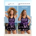 thumbnail image 2 of Traje de baño Tankini Hanna Nikole para mujer con pantalones cortos, color morado M, 2 of 6