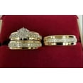 thumbnail image 3 of Sparkle Jewels His & Her Round Cubic Zirconia Trio Wedding Ring Set 14K Yellow Gold Plated, 3 of 3