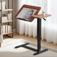 thumbnail image 4 of Leumius Adjustable Overbed Bedside Table With Wheels,Mobile Rolling Laptop Stand Tilting Tray Table for Bed,Sofa,Hospital,Walnut, 4 of 7