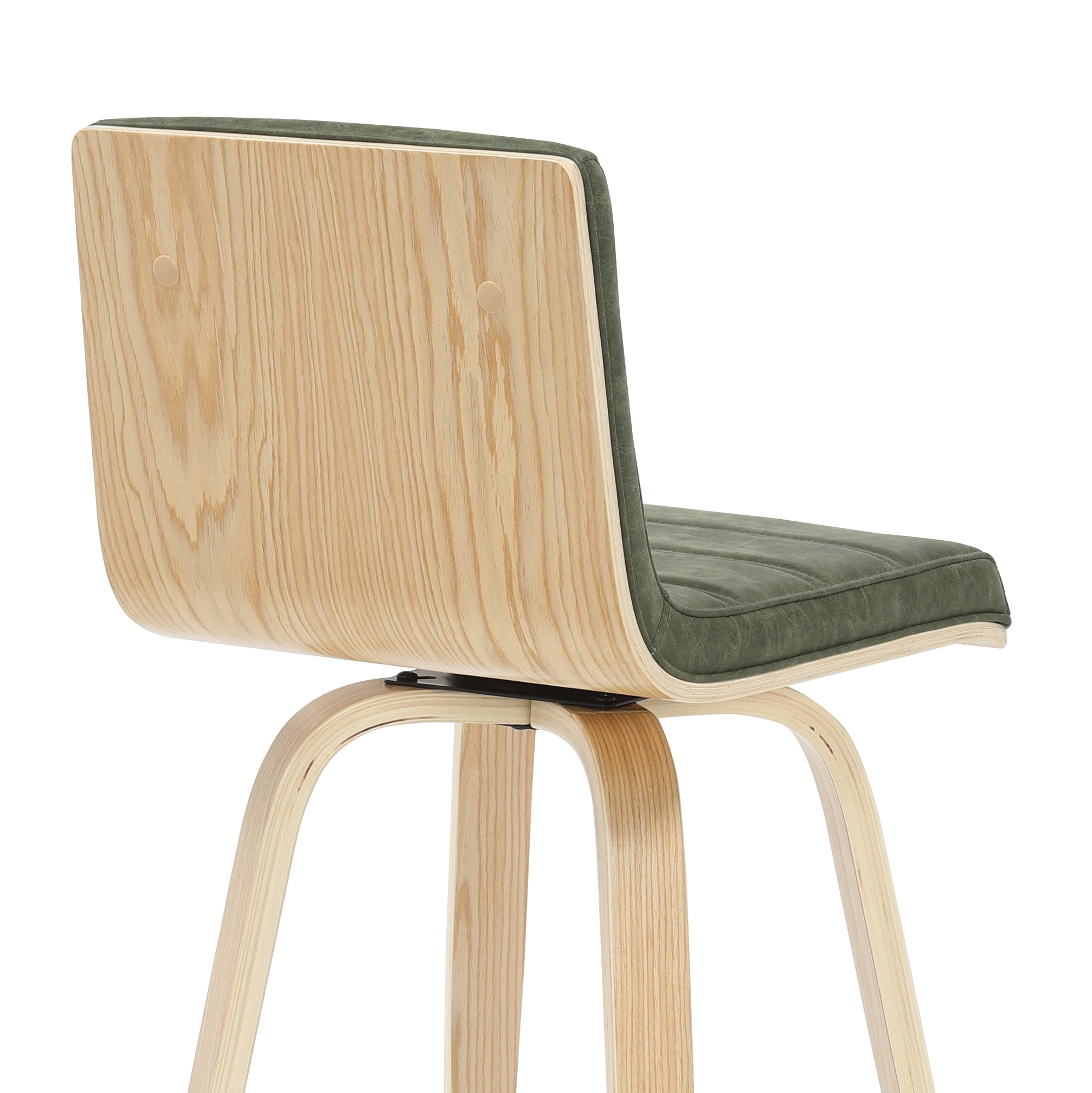 Vienna 35.5 in. H Swivel Counter Height Vintage Green Square Back Wood Bar Stool with Faux Leather Seat